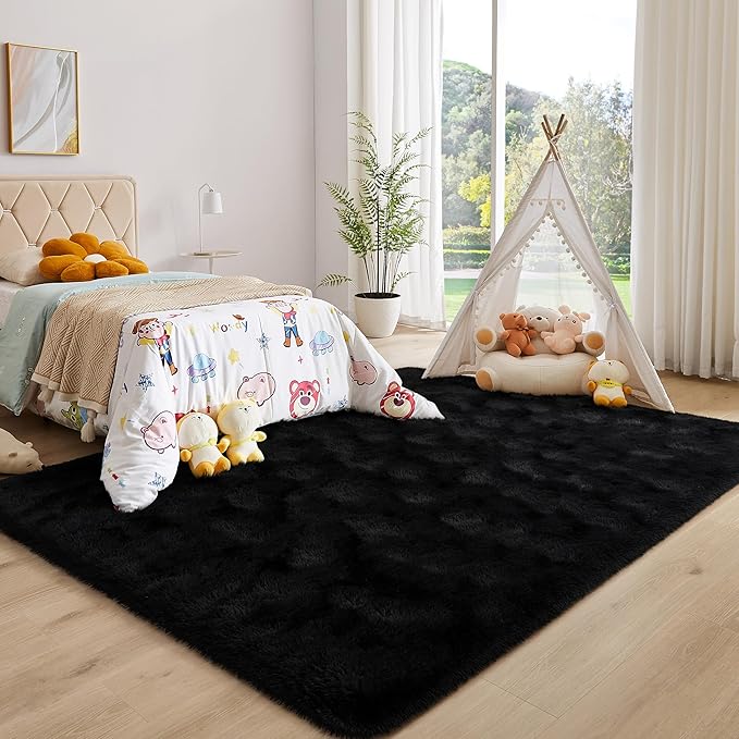 Alfombra shaggy negra 2x1.50 metros