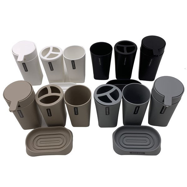 Dispensador de plástico 4 accesorios jabonera porta cepillos