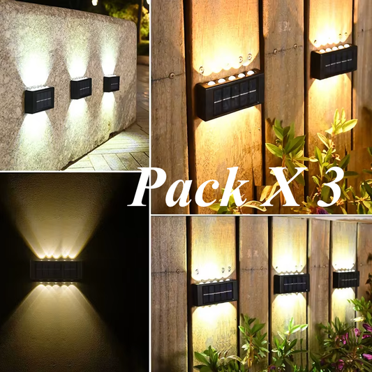 Set de tres apliques solares 10 LED