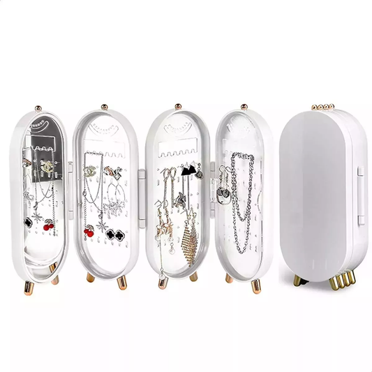Alhajero organizador de joyas plegable con espejo
