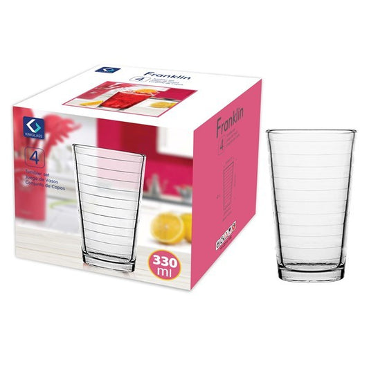 Juego de 4 vasos de vidrio 330 ML
